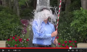 Bill Gates participating in the ALS Ice Bucket Challenge. The challenge rasies awareness for Amyotrophic Lateral Sclerosis, also known as Lou Grehrig's disease.  