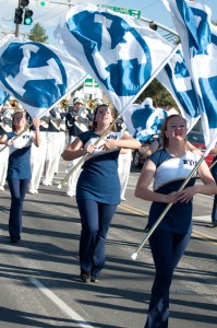 Colorguard performs at the Homecoming parade. (Natalie Stoker) 