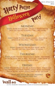 Harry Potter Week began Monday, Oct. 27 and continues through this week. The events will be at The Wall in the Wilkinson Student Center and will include magic shows, trivia contests and a dance. (The Wall)