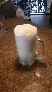 Butterbeer in all its sweet, foaming glory.