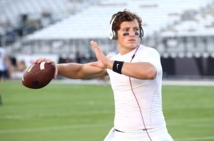 Senior quarterback Christian Stewart practices before the BYU football game against the University of Central Florida on Oct. 9. (BYU Photo)