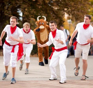 Running of the Bulls takes over the BYU campus on Halloween. (BYU instagram)