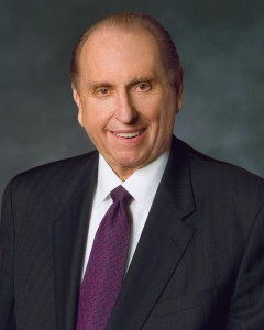 President Thomas S. Monson closed the Sunday morning session of the 184th Semiannual General Conference. He spoke on following the footsteps of Christ. (Mormon Newsroom)