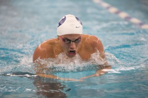 BYU swimmer Hayden Palmer swims the sixth length of his 200 yard I.M. (Universe Photo)