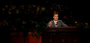 Elder Jörg Klebingat of the First Quorum of the Seventy speaks at the Saturday afternoon session of general conference, 4 October 2014. (Mormon Newsroom) 