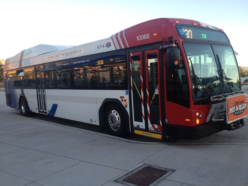 The Route 830 bus waits at the Provo Frontrunner Station. (Natalia Rogers)