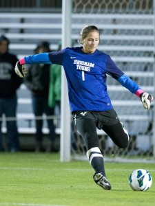 Former BYU goal keeper Erica Owens who served as an assistant for Skyline this season (BYU Photo, Jaren Wilkey)