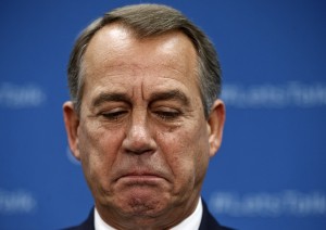 House Speaker John Boehner of Ohio pauses during a news conference on Capitol Hill in Washington, in this Oct. 8, 2013 file photo, as the partial government shutdown enters its second week with no end in sight. Some rank-and-file GOP lawmakers from safe districts say another shutdown must be an option if President Barack Obama keeps his promise to halt the threat of deportation for large numbers of immigrants living in the United States illegally. Top Republican Party leaders say two things are clear: Last year’s government shutdown hurt the party. And Republicans must not let the president’s pending immigration action bait them into a repeat. (AP Photo/J. Scott Applewhite, File)