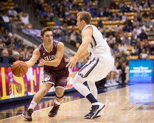 Chase Fischer plays defense in BYU's preseason game against Seattle Pacific. (Sami Williams)