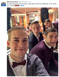 BYU Vocal Point tweeted this picture at 5 a.m. from inside the Harris Fine Arts Center. (Screenshot) 