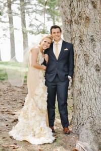 Bree and Taylor Wilkins on their wedding day. Bree designed and constructed her own wedding gown. (Rebekah Westover)