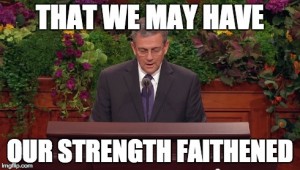 A meme was quickly made to bring light to the switched words Elder Evans used during the Saturday afternoon's General Conference opening prayer. (Campus Desk meme) 