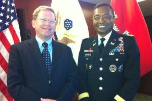 Dr. Rollin Hotchkiss (left) with Lieutenant General Thomas P. Bostick (right). (Rollin Hotchkiss) 