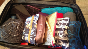Samantha Acosta packs five cosmetic bags in her suitcase when she travels. Acosta says putting her cosmetics in a bag helps save space in her suitcase for other items. (Samantha Acosta)