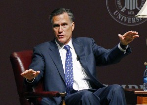 In this Jan. 28, 2015 file photo, former GOP presidential candidate Mitt Romney speaks at Mississippi State University in Starkville, Miss. (AP Photo/Rogelio V. Solis)