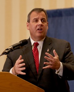 New Jersey Gov. Chris Christie speaks at the 3rd Annual Lincoln-Reagan Dinner at The Grappone Center, Monday, Feb. 16, 2015 in Concord, N.H. It is Christie's first trip to New Hampshire since the November election. (AP Photo/Mary Schwalm)