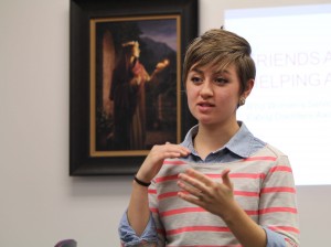 Laura Drean leads the discussion on eating disorder awareness. The Women's Services and Resources Center will hold free workshops throughout the week from Feb. 2 to Feb. 6. (Matthew Armstrong)