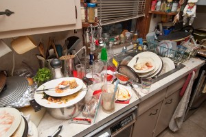 Taking care of dirty dishes is always a drag, but doing the dishes in a college apartment is especially messy.