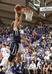 Tyler Haws lays the ball up against Portland on Feb. 26, 2015. 