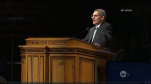 Professor Carl Hernandez addresses students at a BYU Devotional March 1, 2015. (Screenshot)