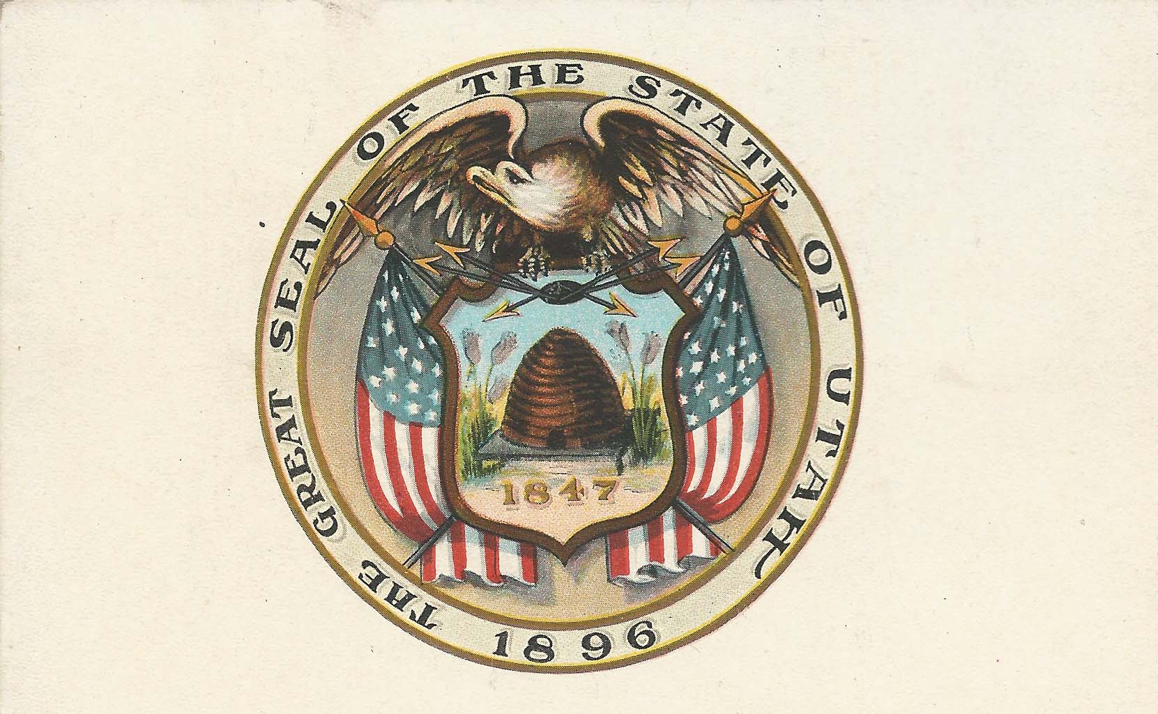 A vintage postcard of the Utah Seal