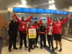 A Special Olympics delegation from Egypt celebrates the opportunity to participate in the Special Olympics Summer World Games.