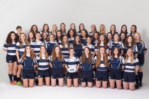 The 2014-2015 Women's Rugby team. The club team has taken third place at nationals three years in a row. (byuwomensrugby.com)