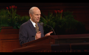 Elder Russel M. Nelson of the Quorum of the Twelve speaks at Sunday Afternoon Session of general conference on April 5. (LDS.org)