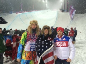 Luke Salisbury stands with Russian friends at the 2014 Sochi Olympics. (Luke Salisbury)