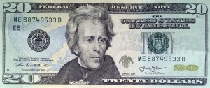 A likeness of Andrew Jackson, seventh President of the United States, adorns the front of $20 bill Friday, April 17, 2015, in Boston. Sen. Jeanne Shaheen, D-NH, filed legislation Tuesday to create a citizens panel to recommend an appropriate woman candidate to be put on the bill. (Bill Sikes)