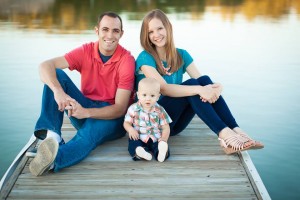 (Amy Bangerter Lewis)  Amy Lewis and her Husband CJ with their son Connor.  Amy remembers it being difficult to balance school and parenthood.