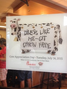 National Cow Appreciation Day brought in herds of customers dressed as cows in order to get a free meal. 
