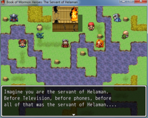 Players participate in the game "The Servant of Helaman." 14-year-old Hilton created a video game that focuses on the Book of Mormon. (Screenshot)