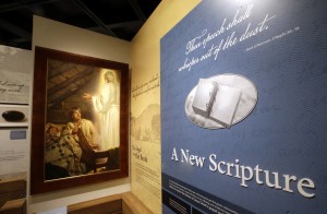 An exhibit at the Mormon Church History Museum is shown on Tuesday, Sept. 29, 2015, in Salt Lake City. The Mormon church’s renovated history museum set to reopen this week features a small and surprising display about an uncomfortable part of the faith’s history that for generations has been glossed over: polygamy. (AP Photo/Rick Bowmer)