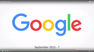 Google's new logo, which many are examining and evaluating. (YouTube)