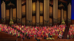 The women's choir sings the opening song for the women's general session in Salt Lake City on Sept. 26. (Screenshot)