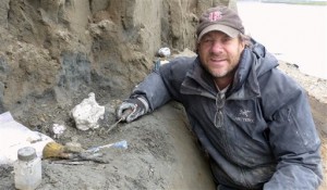 In this 2013 photo released by the University of Alaska Museum of the North, researcher Greg Erickson works in a spot of the Liscomb Bed dig site near Nuiqsut, Alaska. (Associated Press)
