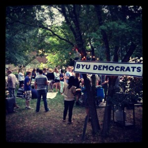 BYU Democrats gather for a social event to promote political activity.