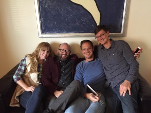 Jenny Barlow (choreographer), Christopher Clark (Director), Stuart Maxfield (Songwriter), Andrew Maxfield (Songwriter/Producer)  are working together to create a new musical "The Bridge," which will premiere at BYU Feb. 10, 2015 (Photo: )