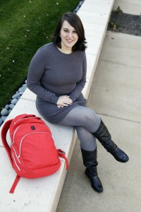 In this Wednesday, Nov. 4, 2015, photo, Miranda Taylor poses outside Christ College of Nursing and Health Science in Cincinnati. Taylor, 20, had obesity surgery when she was 16 and weighed 265 pounds. She says, 'I knew that this might not get me down to like model-size, which I wasn't concerned about. I just wanted to be able to fit into a healthy size." (AP Photo/Michael Conroy)