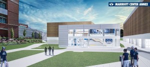 An official rendering of the Marriott Center Annex. The building will be completed for Fall 2016. (BYU)