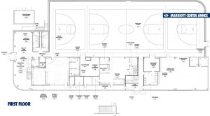 The first-floor plan for the Annex. It will feature a replica court and training facilities. (BYU)