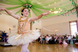 Ballerina dancing during the Fairy Tea Party. Provo City Library holds fairy tea for children and parents. 