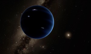 This artistic rendering provided by California Institute of Technology shows the distant view from Planet Nine back towards the sun. The planet is thought to be gaseous, similar to Uranus and Neptune. Hypothetical lightning lights up the night side. Scientists reported Wednesday, Jan. 20, 2016, they finally have "good evidence" for Planet X, a true ninth planet on the fringes of our solar system. (R. Hurt/Infrared Processing and Analysis Center/Courtesy of California Institute of Technology via AP)