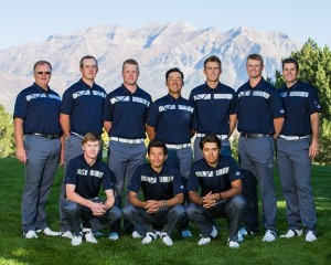 The BYU men's golf team poses for a picture in front of Mt. Timpanogos. The Cougars finished in sixth place as a team in the Arizona Intercollegiate this weekend. (Mark Philbrick)