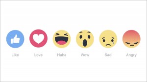 Facebook's new reaction buttons. 