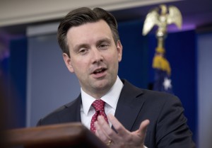 White House press secretary Josh Earnest speaks during the daily news briefing at the White House in Washington, Monday, Feb. 1, 2016. Earnest discussed President Barack Obama's upcoming visit to Baltimore, Md., to the Islamic Society of Baltimore, and other topics. (AP Photo/Carolyn Kaster)