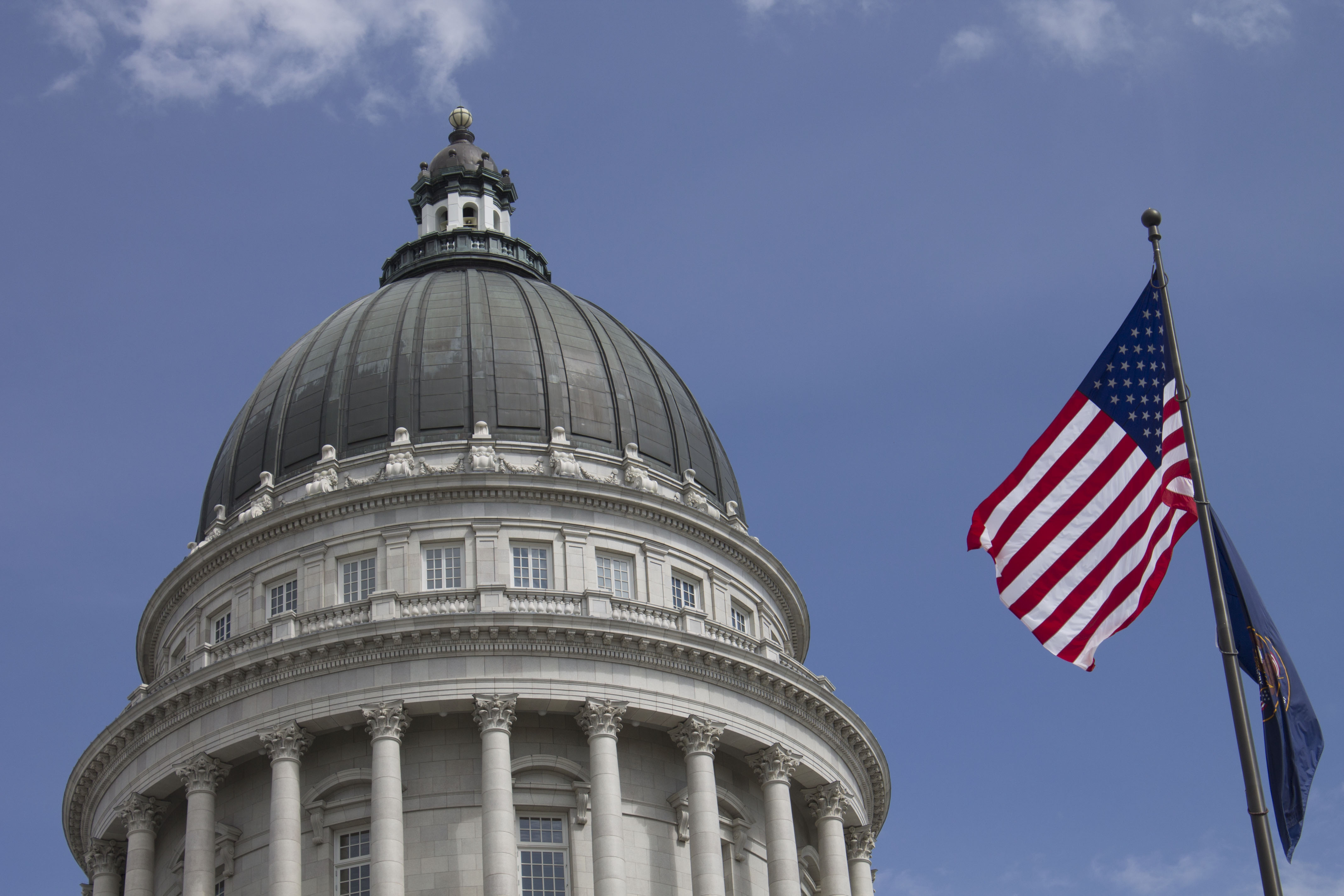 The American flag flies above the Utah State Capitol Building in Salt Lake City, Utah. The Utah Legislature is one of the more conservative state legislatures in the country. (Porter Chelson)