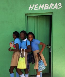 Girls pose with their Days for Girls kits in the Dominican Republic. (Days for Girls)