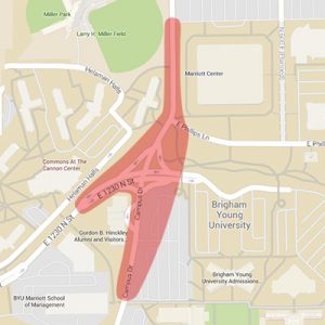  The intersection of Campus Drive and 1230 North will be improved this summer. (BYU University Communications)